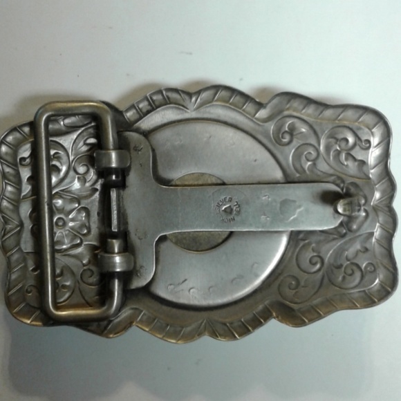 Bell Trading Belt Buckle Cabochon Stone Turquoise Floral Rope Nickel Silver - Picture 5 of 5